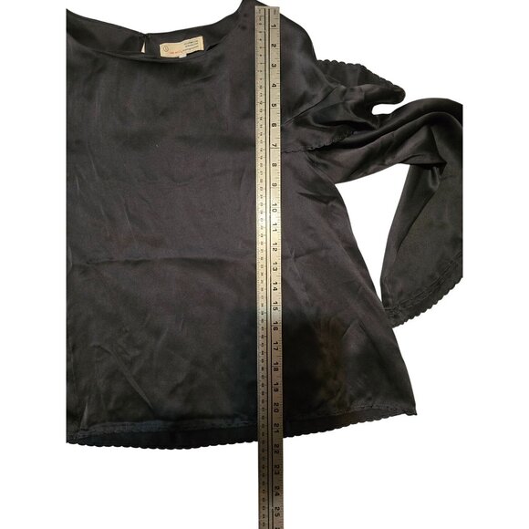 Odd Molly Womens Black Silk Blouse With Ruffled Sleeves Small Goth Whimsygoth - Picture 7 of 7